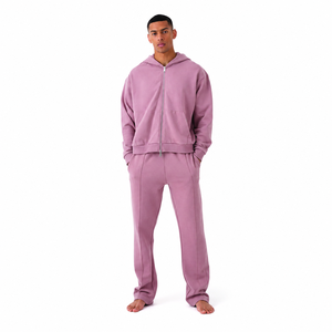 Conjunto Deportivo con Capucha para Hombre, Corte Holgado, Color Sólido, con Bolsillos Laterales, Transpirable, Estilo Casual para Otoño - Product Image 1