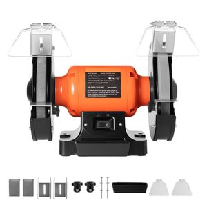 Smerigliatrice da banco elettrica monovelocità ad alta velocità da 8 pollici con motore a induzione da 350W 3.0A, grana 36/60, 3450 giri/min - Product Image 1