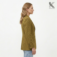 OEM Özel Tasarım Kadın Kruvaze Blazer 385gsm Ağır Pamuklu Dimili Ceket Giyim Toptan Giyim Üreticisi