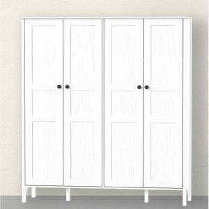 FURNIZONE Armoire Moderne Blanche en Bois à 4 Portes, Armoire Contemporaine à Poser au Sol, Meuble de Rangement pour Chambre à Coucher, Meuble Démontable - Product Image 1