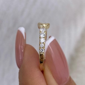 Anillo de eternidad con diamantes de corte marquesa de 1.00 quilates, cultivados en laboratorio, en oro macizo de 14 quilates, para bodas y fiestas, regalo para pareja. - Product Image 3