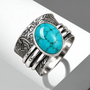 Celestial Blue Hydro Turquoise <b>Ring</b> Handmade Silver Plated <b>Statement</b> <b>Ring</b> Boho Blue Gemstone Jewelry - Product Image 6