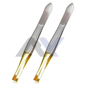 Pince à épiler plate professionnelle - Pince à épiler de précision en acier inoxydable doré à pointe plate pour cheveux et sourcils - Outil de soin personnel - Product Image 5