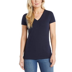 T-shirts pour femmes de haute qualité, col en V profond, unis, 100% coton, impression de qualité supérieure pour femmes - Product Image 1