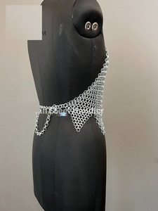 Conjunto de Vestido de Malla Metálica de Acero Inoxidable Hecho a Mano, Plateado, Estilo Armadura - Product Image 4