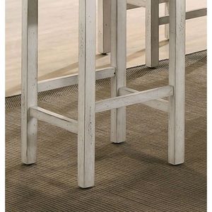 Sgabelli da Bar in legno massello bianco antico 2pc Design fattoria marrone scuro stile lino imbottito per sala da pranzo mobili da cucina - Product Image 6