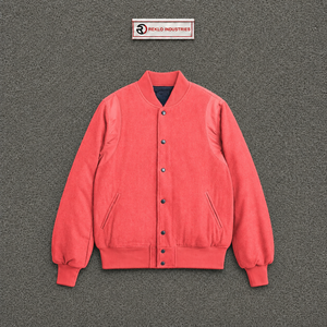 MENS CORAL STREETWEAR BOMBER VARSITY <b>JACKET</b> <b>Fleece</b> <b>Lining</b> Regular Fit Turn-down Collar Single Breasted Casual Autumn Wear LUXURY - Product Image 5
