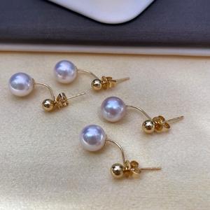 Boucles d'oreilles en or 18 carats avec perle noire de Tahiti de 10-11 mm, rondes, style luxe léger, bijoux polyvalents et tendance, légèrement imparfaits - Product Image 1