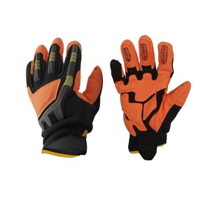 Gants en PU noirs et oranges pour hommes, pour le cyclisme, antidérapants, respirants, compatibles avec les écrans tactiles, fermeture à boucle, été - Product Image 1