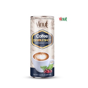 กาแฟดับเบิ้ลช็อตเอสเพรสโซ่กระป๋องอะลูมิเนียม 250 มล. พร้อมดื่ม VINUT สำหรับผู้จัดจำหน่าย ผู้นำเข้า ขายส่ง รับผลิตแบบ OEM ODM แบรนด์ส่วนตัว - Product Image 1