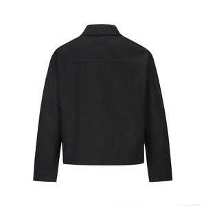 Custom Clothing Men's Women's Varsity <b>Jacket</b> Short Zipper Solid Color Black Canvas Casual Winter Eco-Friendly Windproof - Product Image 2