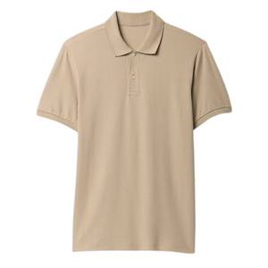 เสื้อโปโลผู้ชายสีน้ำเงิน แขนสั้น ผ้าคอตตอนปิเก้ ทรงปกติ สวมใส่สบาย ระบายอากาศได้ดี สีพื้น ดีไซน์แบบถัก - Product Image 6