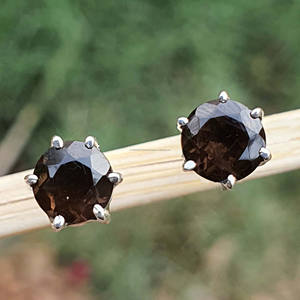 Boucles d'oreilles en quartz fumé en argent sterling 925 faites à la main bijoux en gros plaqué or pour les mariages cadeau - Product Image 3