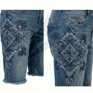 <b>Mens</b> Rhinestone Denim Shorts Cotton Jean Shorts Crystal <b>Studded</b> Streetwear Fashion OEM Process Impex - Product Image 6