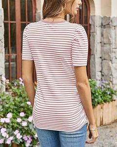 T-shirt de maternité 100 % coton à rayures, design tendance, nouveau modèle, chemises pour femmes enceintes, manches courtes - Product Image 3