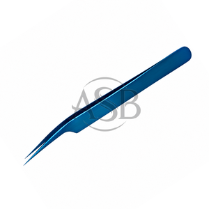Pinzas para Extensión de Pestañas Rectas, Punta Fina Azul, Pinzas Profesionales de Acero Inoxidable para Extensión de Pestañas, Logotipo Personalizado - Product Image 3