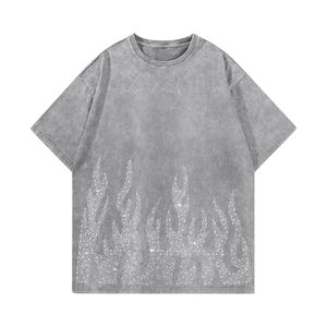 เสื้อยืดสีดำทรงหลวมสไตล์วินเทจ ล้างสีแบบแอซิด ตกแต่งด้วยลายกราฟิกประดับเพชร งานปักเลื่อมวิบวับ ทรงบ็อกซี่ ไซส์พลัส - Product Image 5