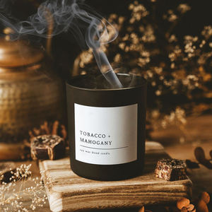 Bougie parfumée de luxe pour homme, verre noir mat, cire de soja naturelle, écologique, minimaliste, aromathérapie, cadeau haut de gamme, Ramadan, Diwali - Product Image 1