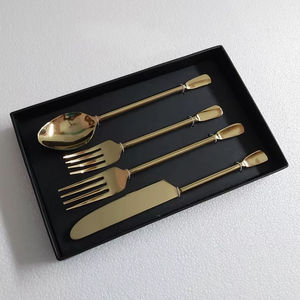 Juego de cubiertos de latón de lujo Cubiertos de comedor completos con mango de acero espejado para ocasiones especiales y fiestas - Product Image 1