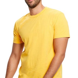 T-shirt à manches courtes pour homme, vert olive, coupe classique, col rond, décontracté, couleur unie, jersey en coton teint uni - Product Image 6