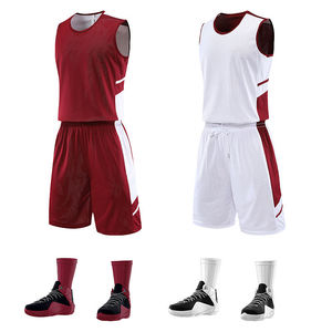 Maillot de basket réversible 100 % polyester de haute qualité, personnalisé, respirant, antibactérien, séchage rapide, ensemble uniforme d'entraînement - Product Image 4