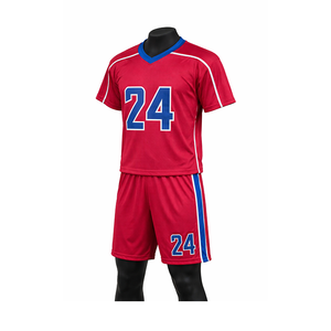 Ensemble d'uniformes de lacrosse graphiques personnalisés, maillot et short d'équipe sublimés rouge et blanc, design audacieux, vêtements de sport professionnels - Product Image 2