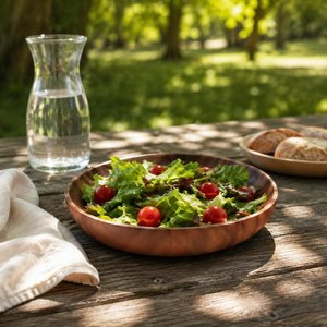 Bol de service en bois rustique, grande assiette en bois artisanale pour table à manger, cuisine et décoration intérieure - Product Image 4