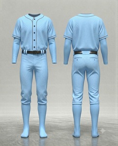 Conjunto de Uniforme de Béisbol Azul Claro para Hombre, Jersey de Manga Corta y Pantalones, Transpirable, de Poliéster, para Todas las Temporadas, Ropa de Equipo, Corte Regular - Product Image 1