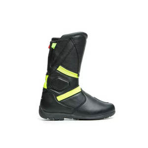 Bottes de moto en cuir noir unisexe avec bandes vertes néon, respirantes, imperméables, pour la conduite hivernale - Product Image 2