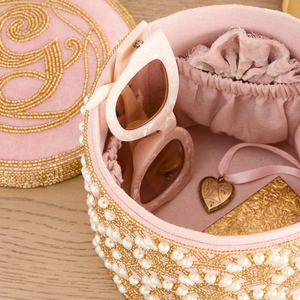 pink Beaded Bracelets Storage <b>Box</b> Cotton Lining Colorful Brand <b>Ring</b> <b>Box</b> Jewelry Luxury Pendant Sequin Embroidery <b>Box</b> with Mirror - Product Image 3