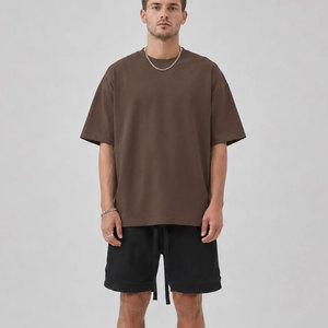 Camiseta de algodón grueso transpirable de manga corta con estampado de letras para hombre, estilo casual, hombro caído, venta al por mayor OEM/ODM - Product Image 3