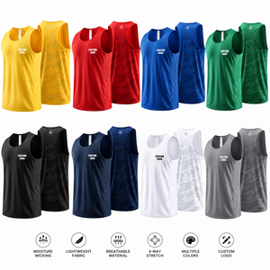 Custom Lightweight Polyester Tank Top <b>Men</b> <b>Sleeveless</b> Quick Dry Breathable Sports Training Gym Running Performance <b>Vest</b> - Product Image 2