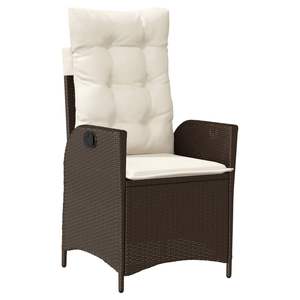 Brown Poly <b>Rattan</b> <b>Reclining</b> Patio <b>Chair</b> with Cushions - Product Image 2