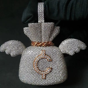 Colgante con Letra Personalizada de Moissanita VVS, Estilo Hip Hop, Plata 925 con Incrustaciones, Cadena de Diamantes con Corte Brillante 3D, Joyería Fina para Hombre, IGI - Product Image 1