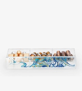 Boîte de rangement alimentaire en acrylique de luxe avec couvercle en bois nacre fait main, organisateur de cuisine haut de gamme - Product Image 3