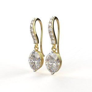 Pendientes de Diamantes de Corte Ovalado con Engaste de Bisel en Oro Amarillo, Joyería de Lujo para Mujer, para Bodas - Product Image 2