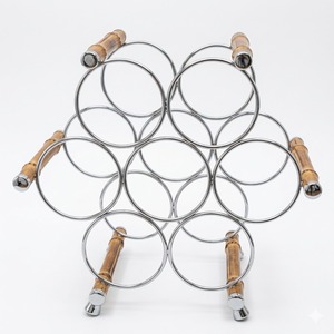6 Bottle Black Steel Wire Wine <b>Rack</b> Tabletop Metal Ring Shaped Wine Holder Display Storage Organizer For Home Kitchen Barware - Product Image 2