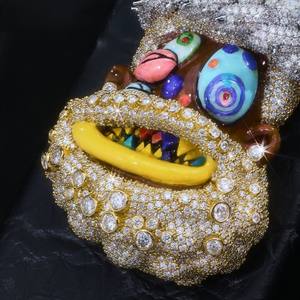 Pendentif émaillé drôle de Travis Scott, rappeur hip-hop, personnalisé, style Iced Out, avec motif Jésus dessin animé - Product Image 4