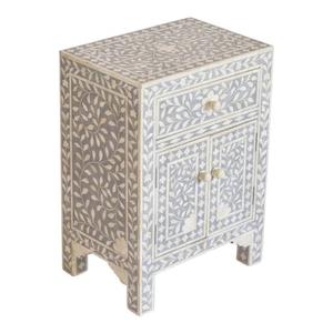 Mesa de Cajones con Incrustaciones de Hueso de ILAHI, Diseño Moderno con Detalles de Ágata, Almacenamiento de Tres Niveles, Mueble Portátil para el Hogar - Product Image 2