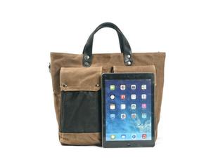 Sac fourre-tout en cuir et toile, broderie ouverte, imperméable, durable, vintage, pour voyage, travail, shopping, sac à main à bandoulière, grande capacité - Product Image 6