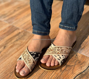 New Arrival Vintage Stylish Custom Design Women High Quality Real Genuine Cow Leather Cross Sandals Fashion Outdoor Flat Casual - Product Image 3