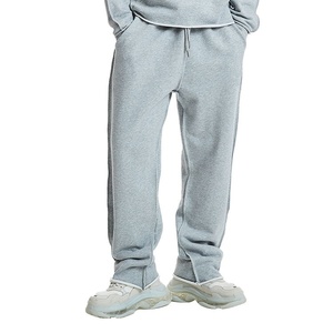 Men's Heavyweight Baggy Grey <b>Stacked</b> <b>Joggers</b> Sweatpants Custom Straight Leg Sweat Pants - Product Image 1