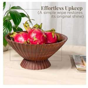 <b>Mango</b> <b>Wood</b> Wooden <b>Bowl</b> with Enamel Interior Floral Design Household Round Wooden Fruit Salad <b>Bowl</b> Dinnerware Basin - Product Image 5