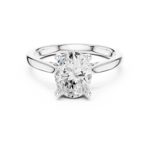 Anillo de diamante ovalado de dos quilates cultivado en laboratorio, oro sólido de dieciocho quilates con halo oculto, regalo unisex para fiesta nupcial - Product Image 5