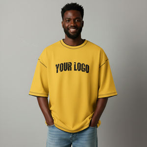 2026 Drop Shoulder Oversized Men's T-Shirts Custom Printed Logo O-Neck Half Sleeve 100% Cotton Breathable Plus Size <b>Hip</b> Hop - Product Image 6