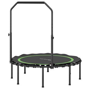 Mini trampoline pliable de 45 pouces avec barre de guidon réglable, rebondisseur vert pour adultes, pour une utilisation en intérieur et en extérieur, en matériau PP - Product Image 1