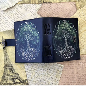 Cuaderno de cuero vintage hecho a mano con diseño en relieve del Árbol de la Vida, diario en blanco con cierre de broche y papel vintage con borde deshilachado hecho a mano. - Product Image 3