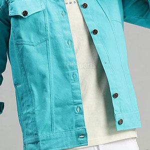 Classic Style Breathable & Eco-Friendly Jeans Jacket for Men 100% Cotton Casual Outerwear Winter Jacket Front Logo Low Price - Product Image 6
