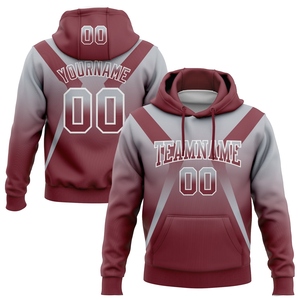 Sweat-shirt à capuche sportif tendance, nouveau design, personnalisé, gris bordeaux-blanc dégradé, motif flèche, vente en gros directe pour l'industrie - Product Image 1