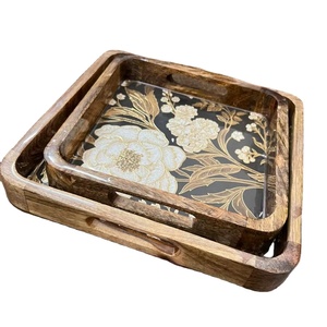 Standard Quality 2-Piece <b>Set</b> Custom Made MDF Board Food <b>Serving</b> Tray with Enamel Sticker Print Tray by Perfect Enterprises - Product Image 5
